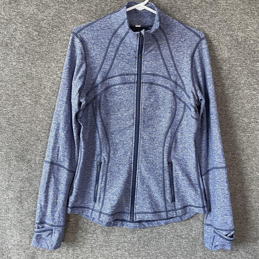 Lululemon Define Jacket Womens 10 Blue Full Zip Thumbholes Track Athletic Yoga